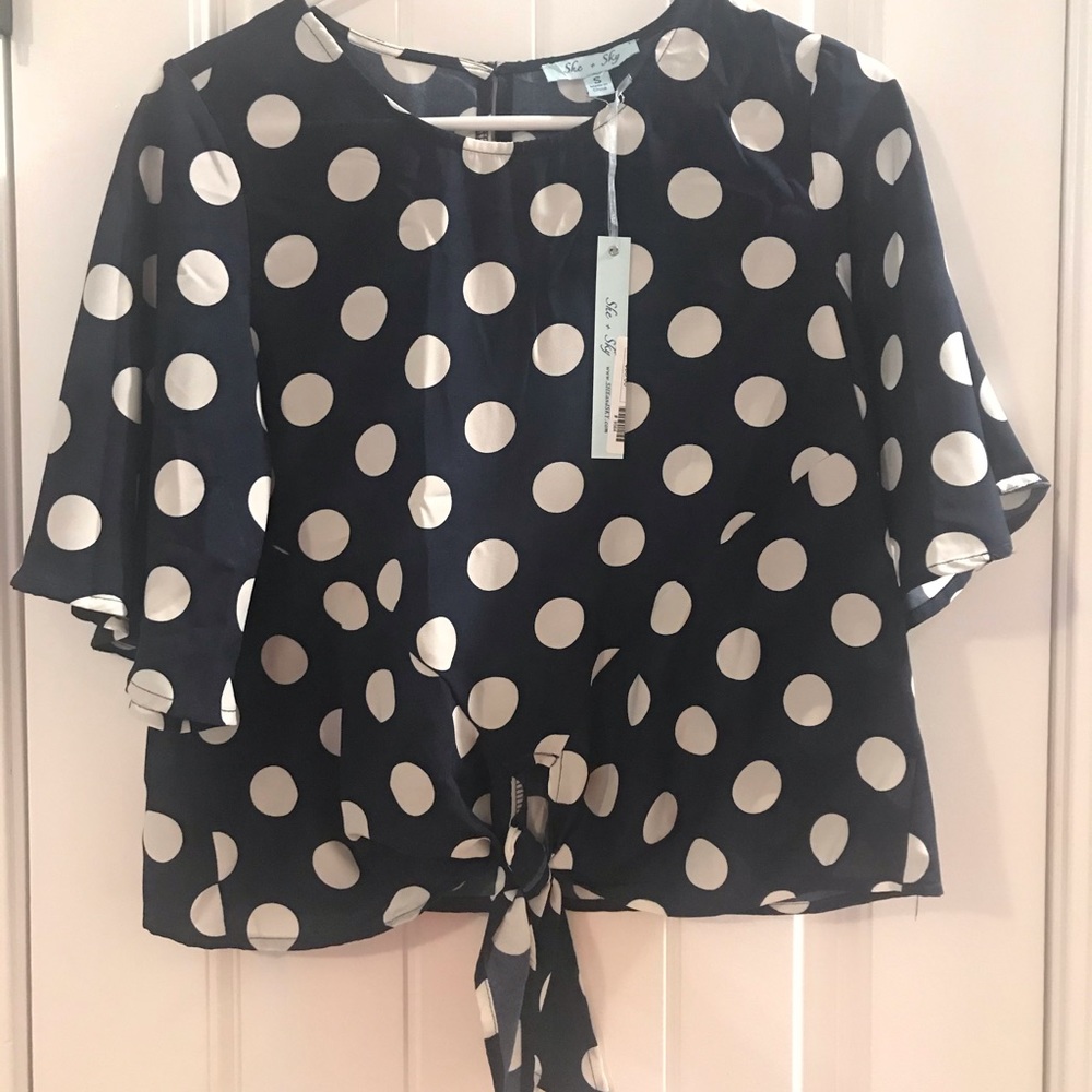 NWT Navy and White Blouse